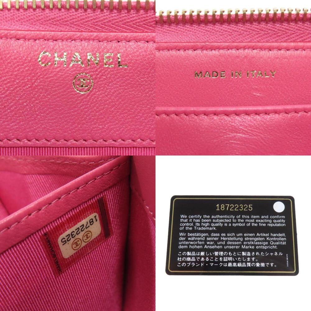 CHANEL Authentic Pink Lambskin Leather Logo Wallet - Picture 6 of 11